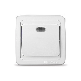 Переключатель Валери UNIVersal  СУ 1 клавиша с индикатором, белый  (пластик) В0121