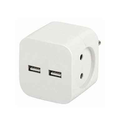 Блок на 2 гнезда белый 2П(10А) +2xUSB (2.4A/5В), (корпус PC) белый SP-2-USB-W 49531 845258 ЭРА