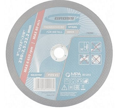 Круг отрезной по металлу 230*2,5*22,2мм Gross