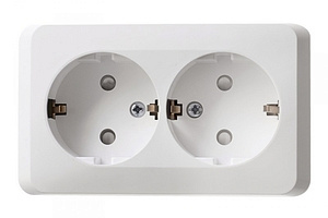 Розетка 2-м ОП 16А с/з защит. шторки белый SchE PA16-008B