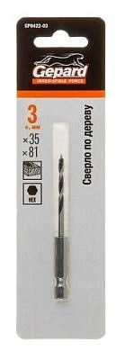 Сверло по дереву 3*35*81мм Gepard GP0422-03