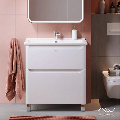 Тумба Alavann Lana 80  белая с умывальником Дрея Q 80  