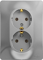 Розетка 2-м с заземлением в сборе алюмин. SchE GLS000324