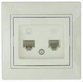 Розетка 701-0303-143 телеф./компьют. СУ 2 мест. крем (RJ11+RJ45)  Распродажа