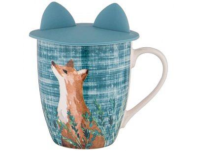 КРУЖКА С СИЛИКОНОВОЙ КРЫШКОЙ "ЛЕСНАЯ СКАЗКА" Лиса 360мл 756-274