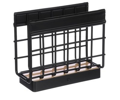 Держатель для салфеток, 14x12,5x6 см, черный металл, дерево VETTA 