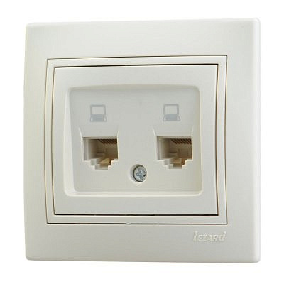 Розетка  701-0303-141 Lezard Мира роз. компьют. СУ 2 мест. крем. (RJ45) 