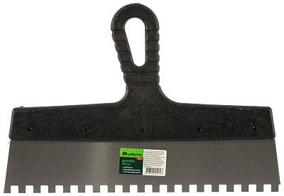 Шпатель нержавеющая сталь, пластиковая ручка 300мм зубчатый  10*10 СИБРТЕХ 85501