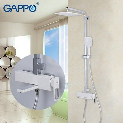 Душевая система Gappo G2417-8 с верхним душем,излив,белый/хром.