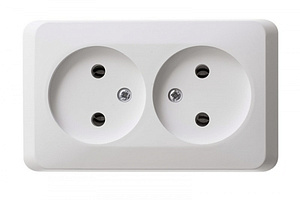 Розетка 2-м ОП 16А б/з белая SchE PA16-005B