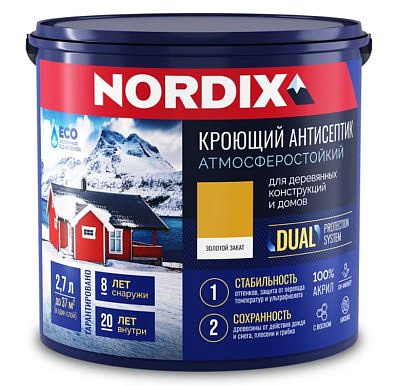 Антисептик Nordix кроющий Обсидиан 2,7л