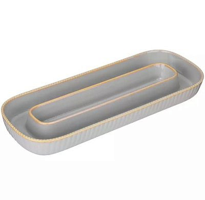 МЕНАЖНИЦА ОВАЛЬНАЯ 2 СЕКЦИИ BRONCO "SOUL KITCHEN" 30*11,5*3,5 СМ СЕРАЯ 189-366