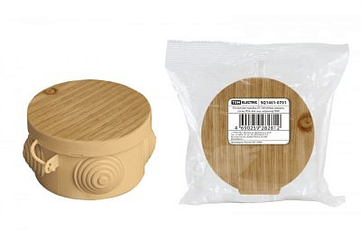 Коробка распределительная TDM ОП D85х40мм, крышка, сосна, IP54, 4входа SQ1401-0702