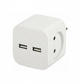 Блок на 2 гнезда белый 2П(10А) +2xUSB (2.4A/5В), (корпус PC) белый SP-2-USB-W 49531 845258 ЭРА