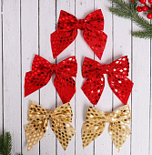 Украшение ёлочное "Бант люкс" (набор 5 шт) 11,5х13 см, красный, золото 6947651