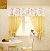 Комплект кухонных штор желтый принт розы K101-01 280*180