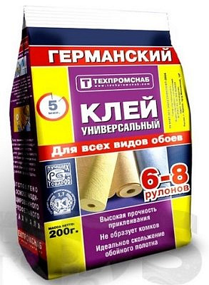  Обойный клей Германский универсальный, 200 грамм, пакет ПРОМО (6-7рул)