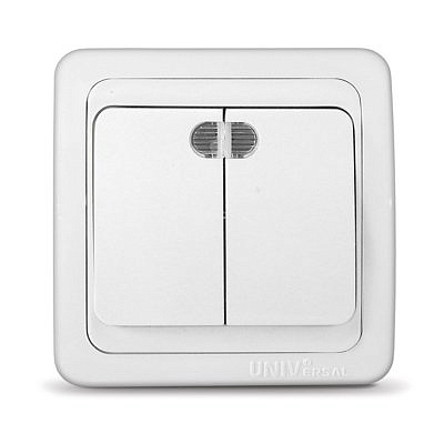 Переключатель Валери UNIVersal СУ 2 клавиши с индикатором , белый (пластик) В0123