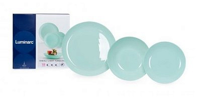 Столовый набор 18 предметов Лайт Тюркуаз&Уайт