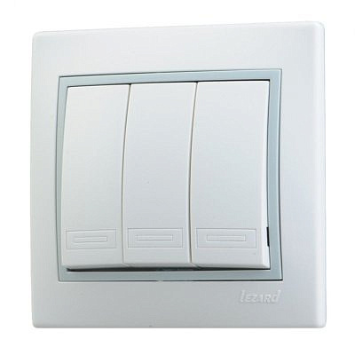 Переключатель 3-клавиши , белый с серой вставкой 701-0215-109  Мира