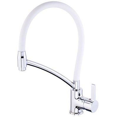Смеситель для кухни MELODIA Ostessa/Остерия 35 мм, гиб излив, бел на штуцере MDV40619White