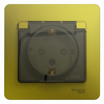 Розетка 1-м с заземлением защитные шторки с крышкой фисташка SchE GLS001048