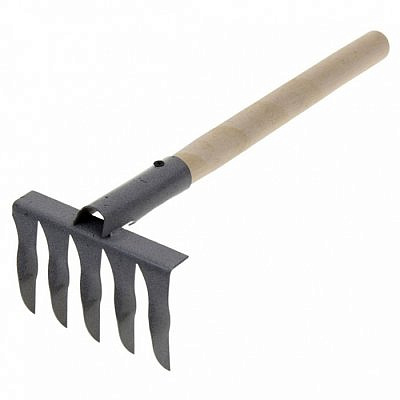 Грабли металлические витые 5 зубьев с деревянным черенком 370мм