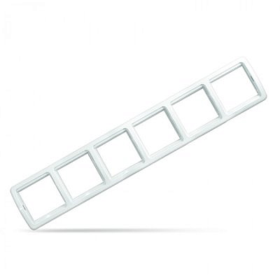 Рамка шестиместная горизонтальная белая 1038