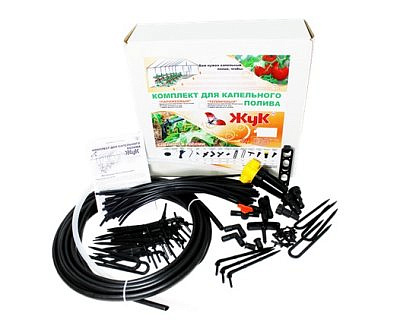 Комплект для капельного полива "ЖУК" от емкости тепличный, на 60 растений, 18м 