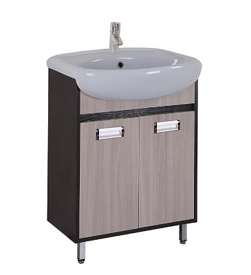 Тумба Гамма 60.10 ясень шимо, венге с раковиной Erica-60 Оника 106080