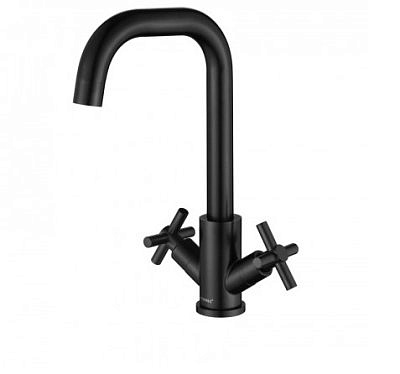 Смеситель для кухни FMARK FS8412H двуручный,черный,нержавеющая сталь