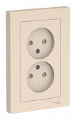 Механизм розетки двухместной с рамкой Schneider Electric ATLASDESIGN скрытый монтаж со шторками винтовые клеммы бежевый ATN000222