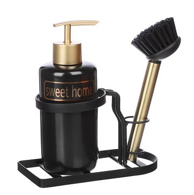 Диспенсер для моющего средства со щеткой и металлической стойкой "Sweet Home" VETTA 441-249