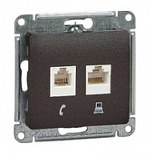 Механизм розетки телеф.+комп. 2-м RJ11+RJ45 шоколад SchE GLS000885