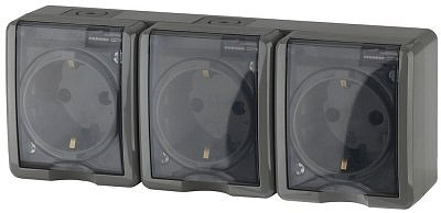 Евророзетка 3-м земля шторки крышка ОП серый 16А IP54 11-2406-03 Era Эксперт