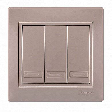 Переключатель 3-клавиши кремовый с кремовой вставкой 701-0303-109 Мира с/у