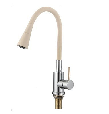 Смеситель для кухни Savol S-3002AM12 однорычажный,гибкий излив,хром-бежевый