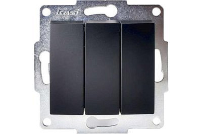 Выключатель LEZARD Karina 3 - клавиши, черный бархат 707-4288-109