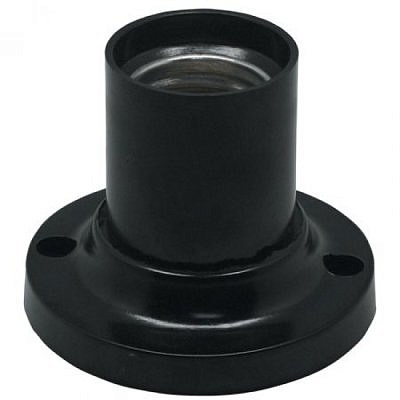 Патрон Е14 накладной прямой черный Ecola