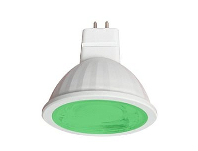 Лампа светодиодная MR16 GU5.3 220V  9.0W ЗЕЛЁНЫЙ прозрачное стекло 47*50