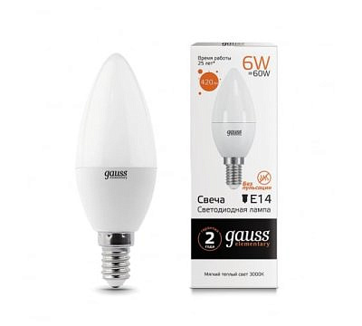 Лампа Gauss LED Candle EL  6w/3000 E14