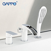 Смеситель для ванны Gappo врезной на 3 отверствия белый хром G1148-8 