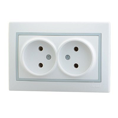 Розетка 701-0215-128 2гн керамика  б/з бел.с сер.вст.Мира