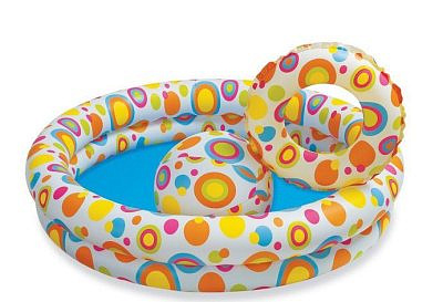 Бассейн надувной Intex 122х25см, 114л, 59460 Пузыри +мяч 51см +круг 51см