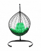 Подвесное кресло КАПЛЯ Ротанг (ЧЕРНЫЙ),подушка зеленая в ассортименте