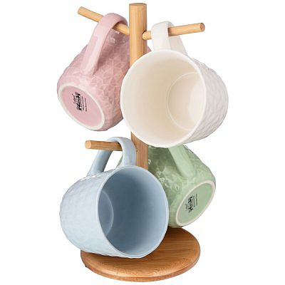 Набор кружек LEFARD на деревянной стойке 460мл 153-931