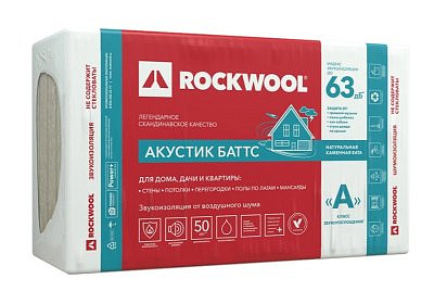 Утеплитель ROCKWOOL Акустик Баттс 1000х600х75 (4,8м2/0,36м3)