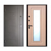 Входная дверь Стандарт Штамп Лесенка Антрацит черный/ПВХ беленый дуб (зеркало) 960 левая