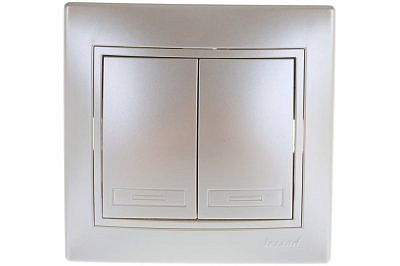 Выключатель LEZARD 2 - клавиши, жемчужный белый с коричневой вставкой 701-3031-101