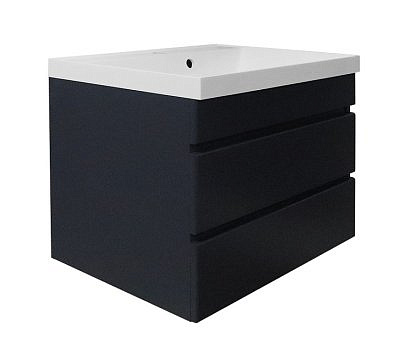 Тумба Эстима 60/2 подвесная Графит с раковиной Астория 60 CS00094587